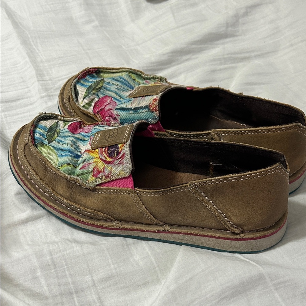 Ariat Brown Leather Floral Loafers
